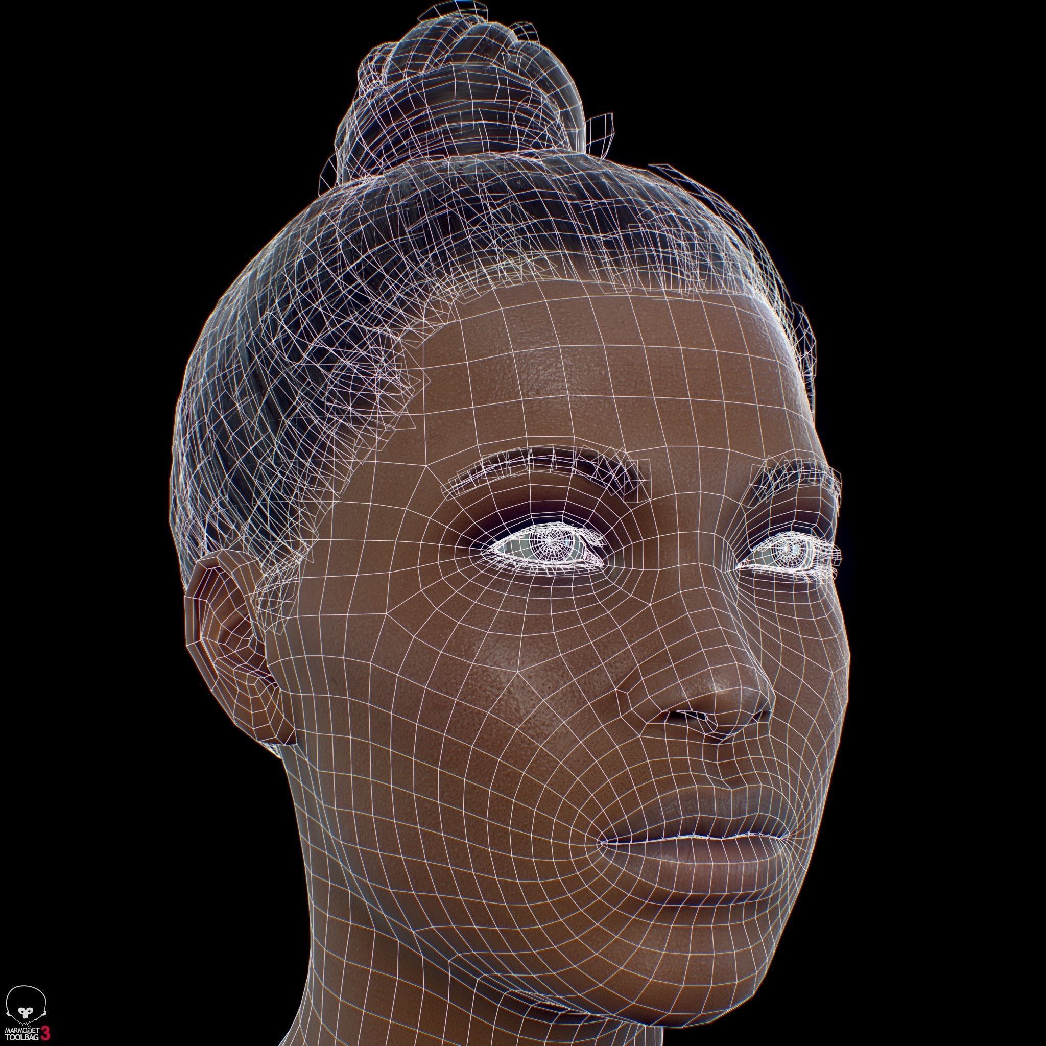 Average Black Female Head Low-poly 3D model_27