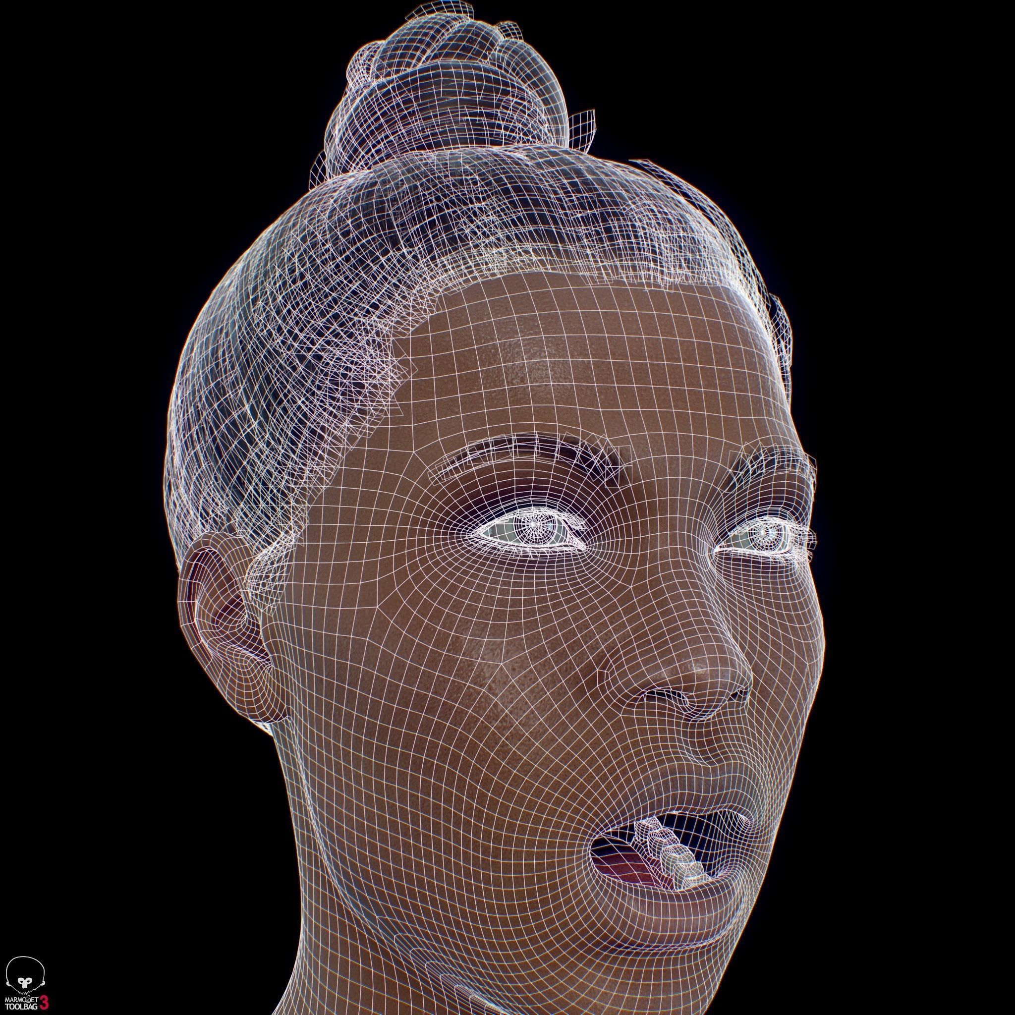 Average Black Female Head Low-poly 3D model_31