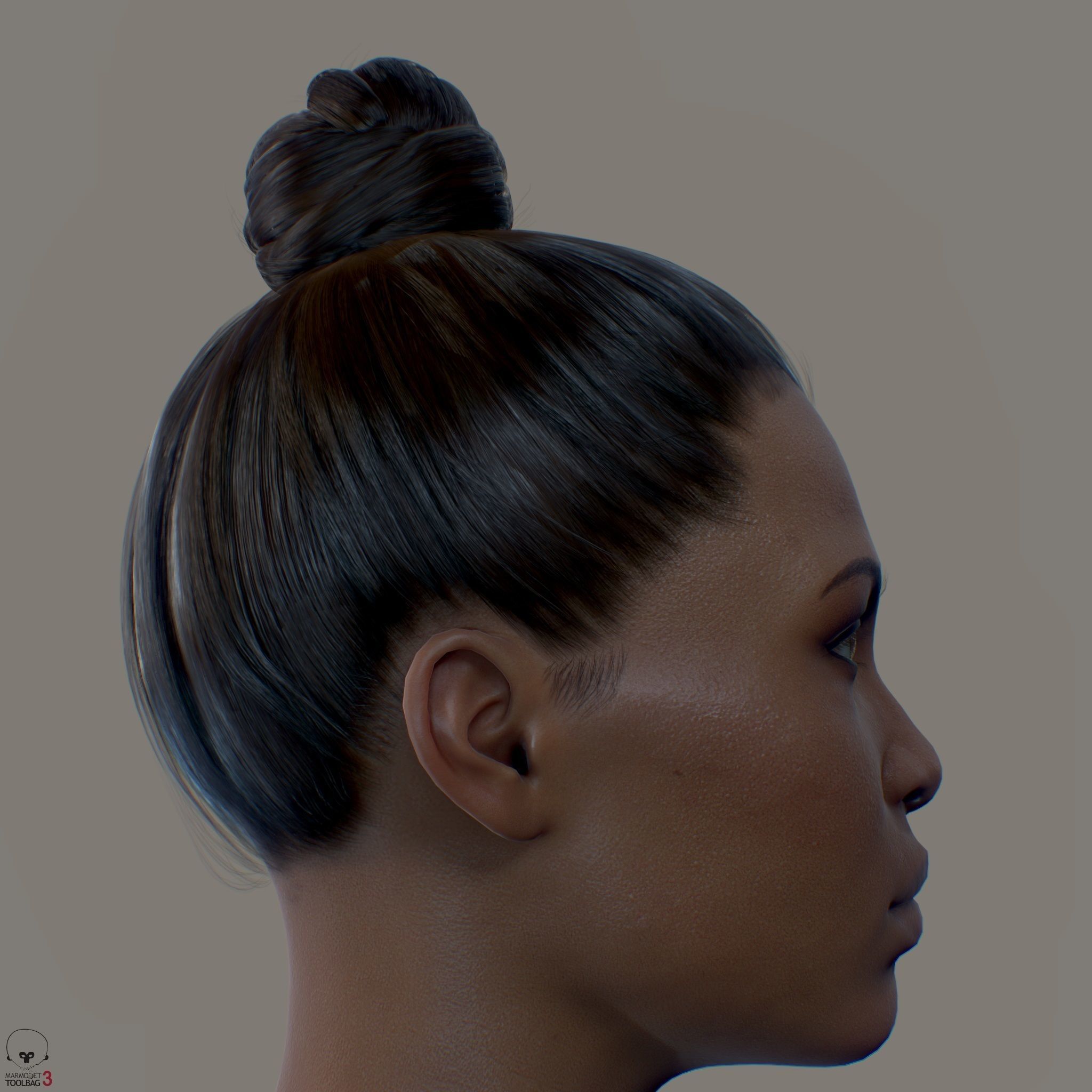 Average Black Female Head Low-poly 3D model_13