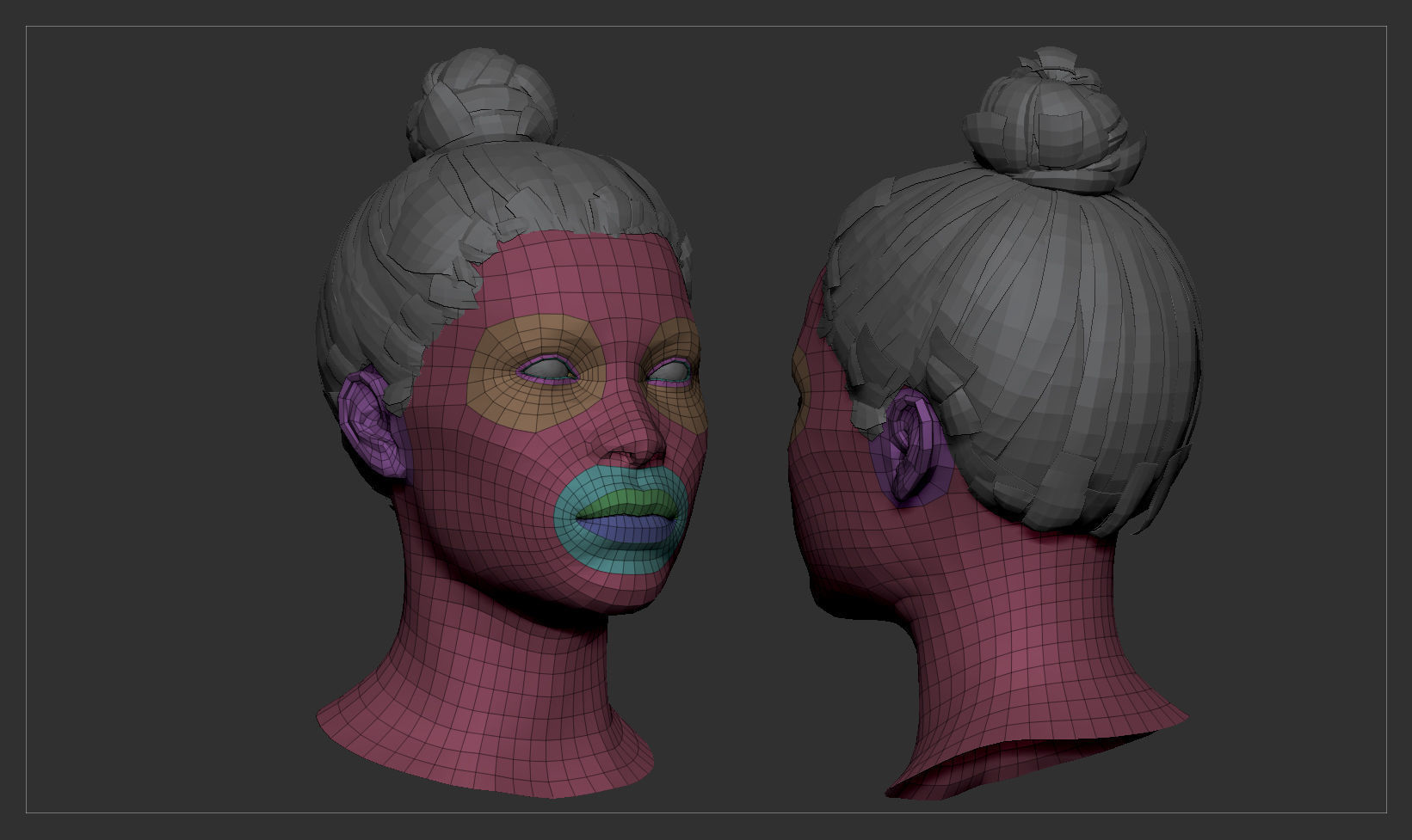 Average Black Female Head Low-poly 3D model_41