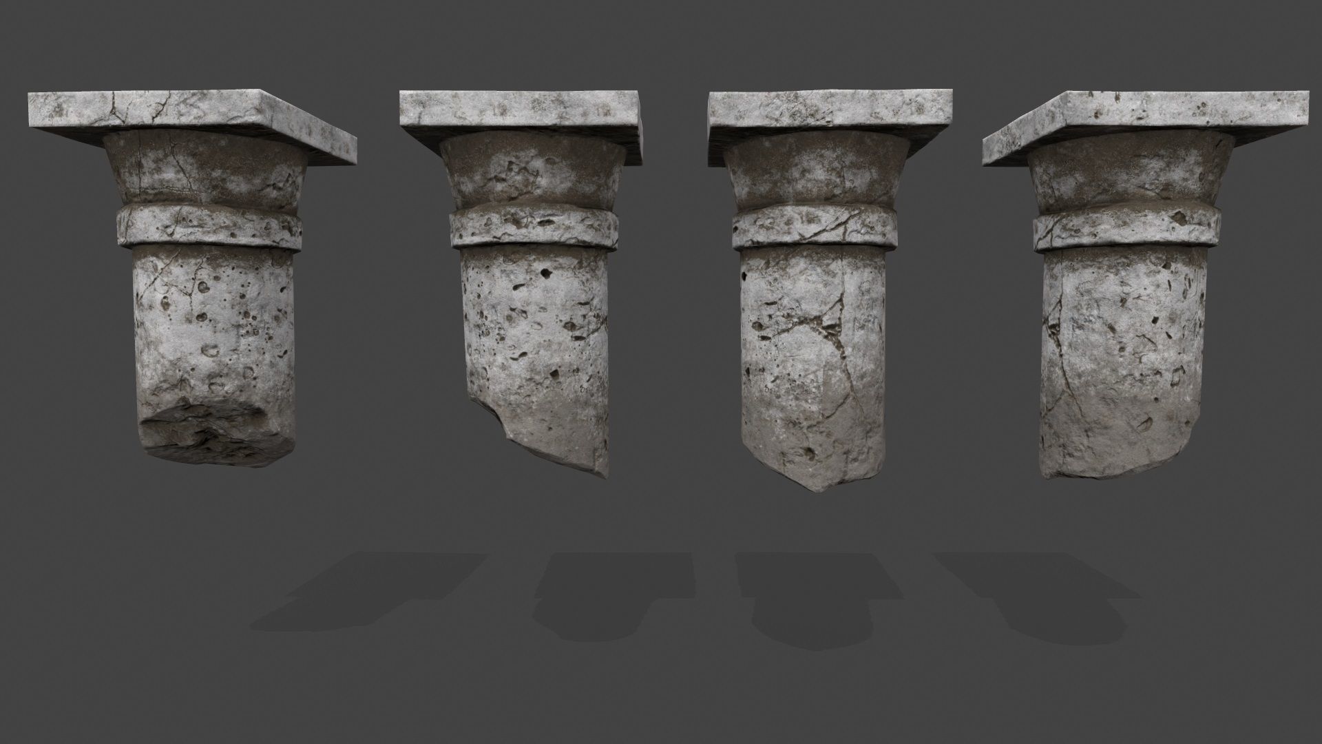 pillar set of four columns Low-poly 3D model_7