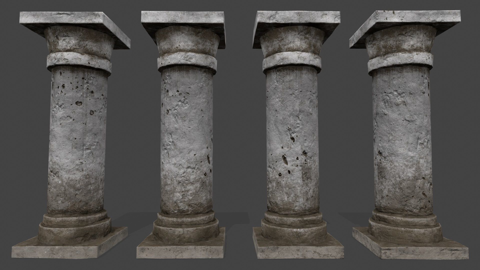 pillar set of four columns Low-poly 3D model_4