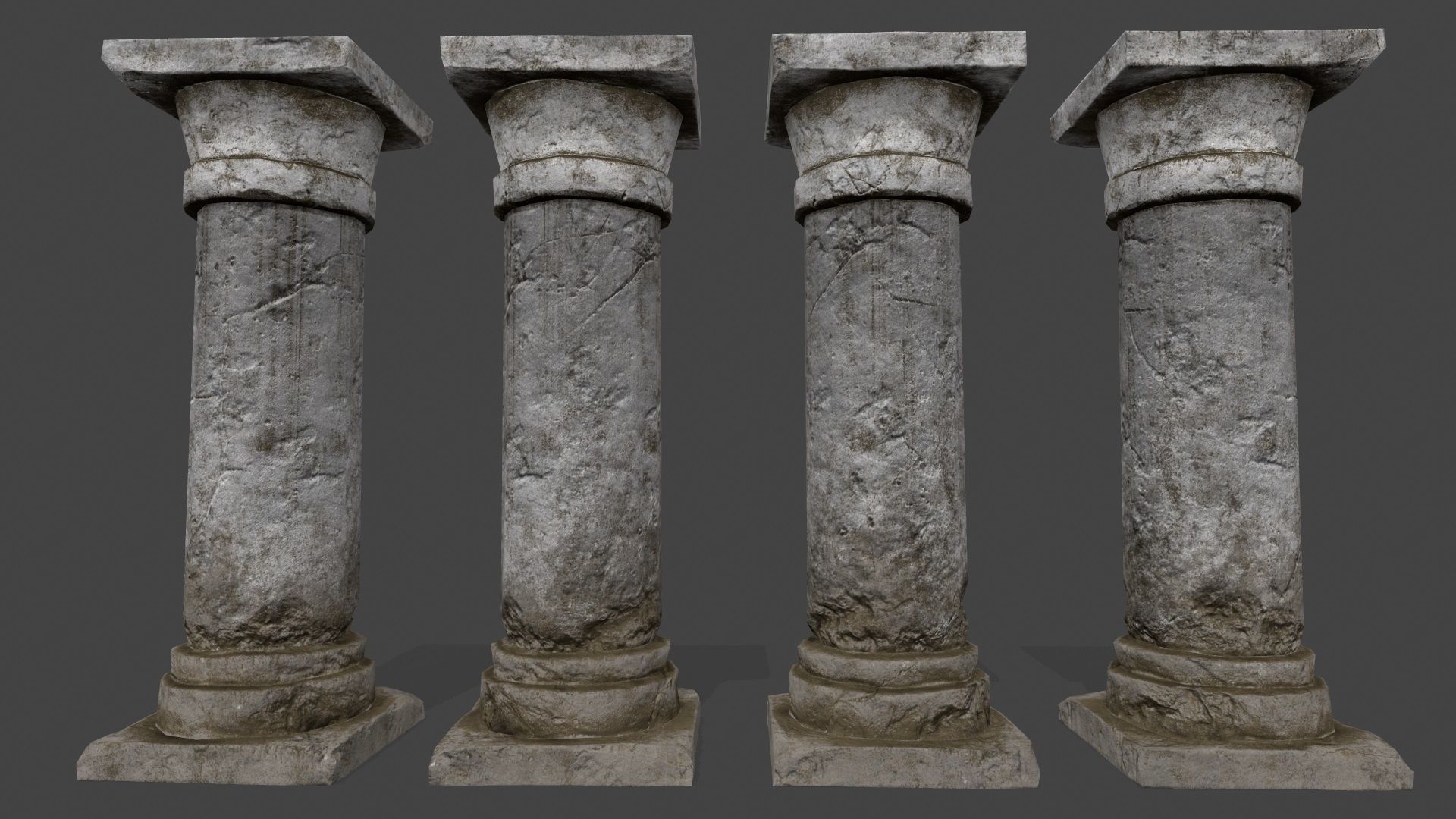 pillar set of four columns Low-poly 3D model_6