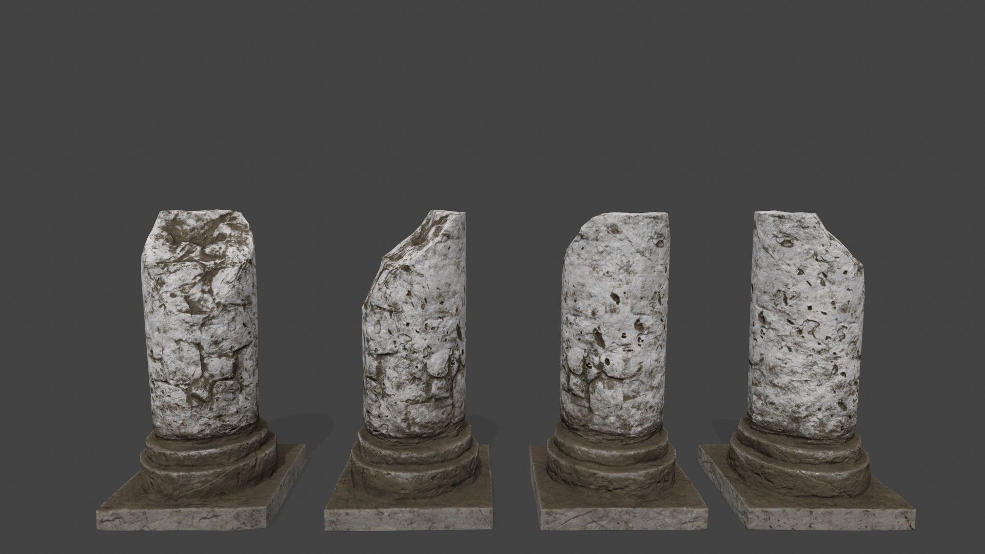 pillar set of four columns Low-poly 3D model_5