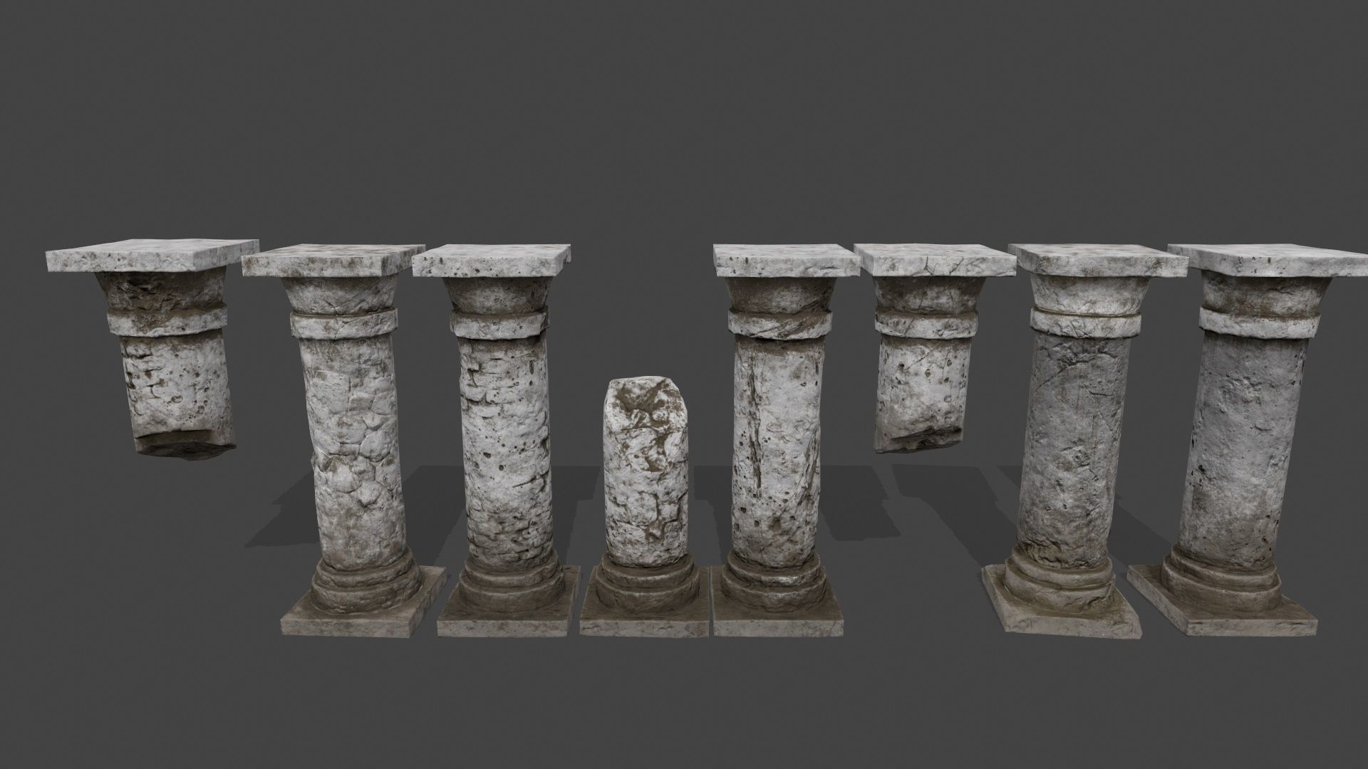 pillar set of four columns Low-poly 3D model_2