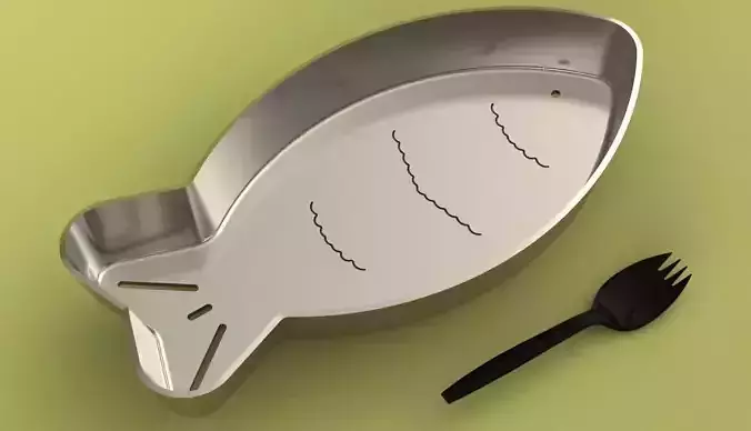 Fancy steel fish salad bowl Free 3D model