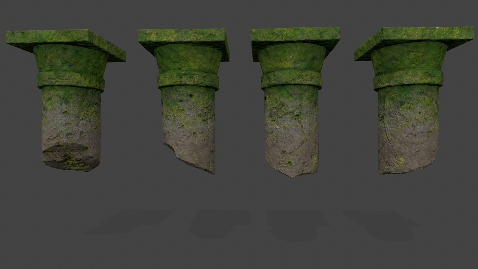 pillar set mossy pillars Low-poly 3D model_7