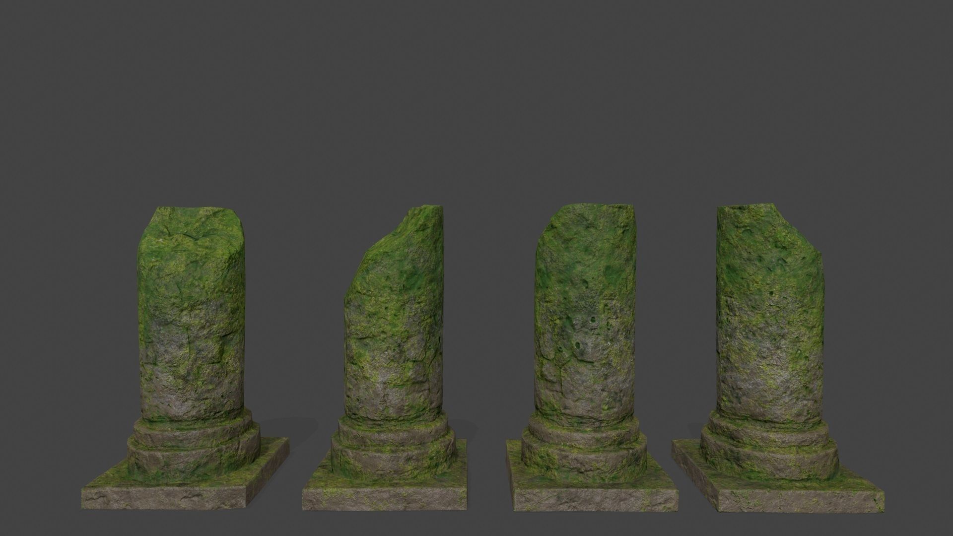 pillar set mossy pillars Low-poly 3D model_8