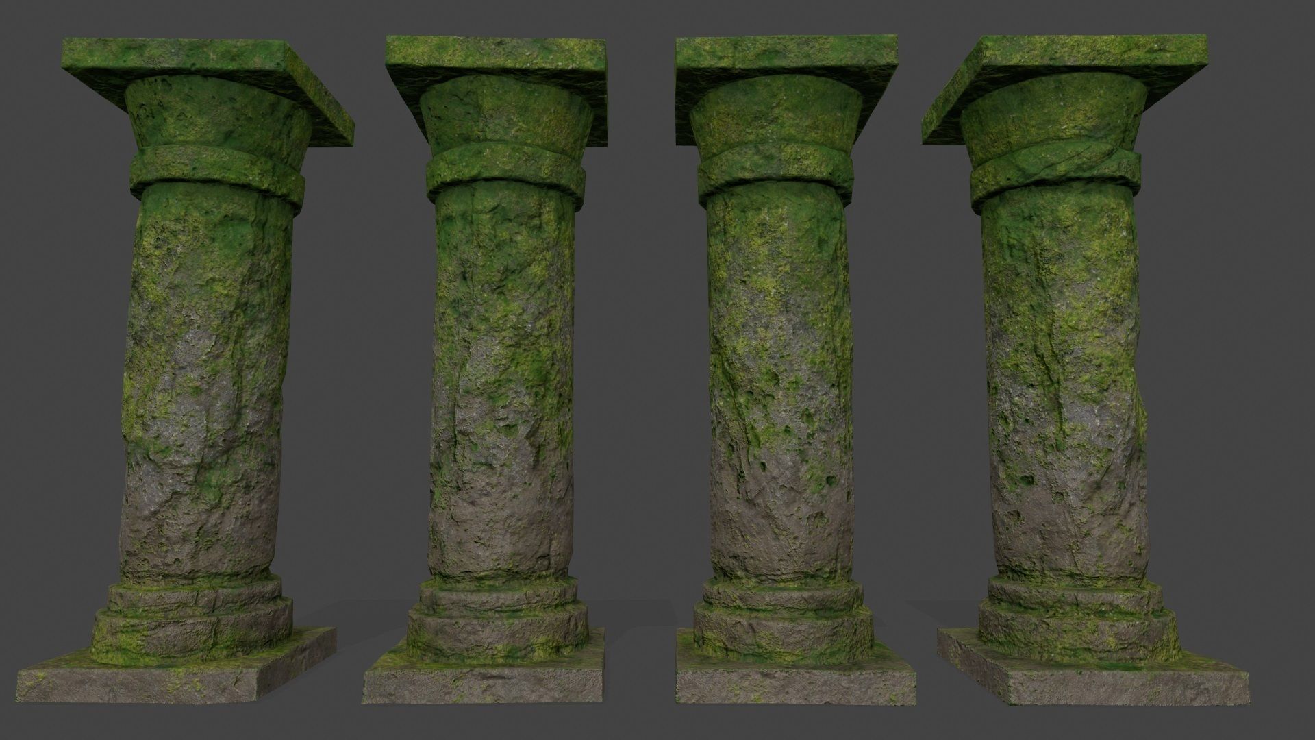 pillar set mossy pillars Low-poly 3D model_10