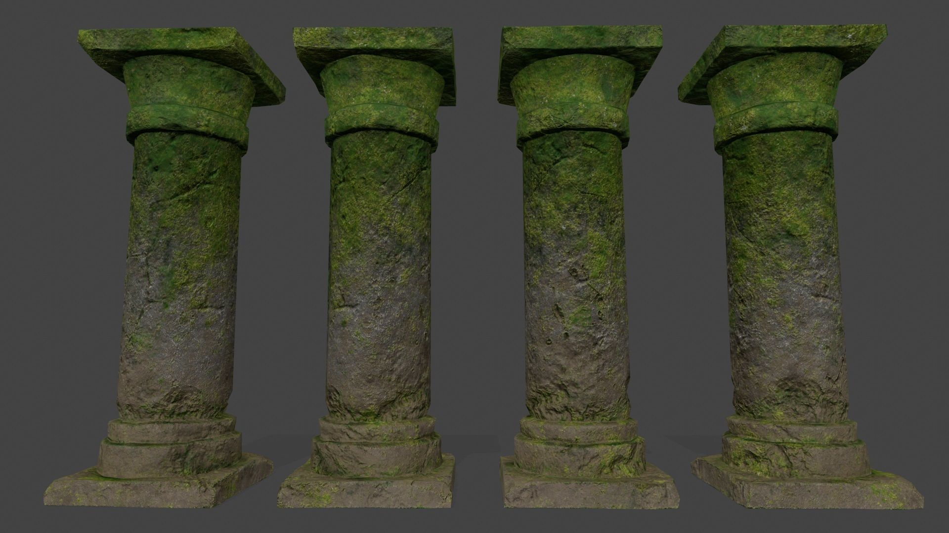 pillar set mossy pillars Low-poly 3D model_5