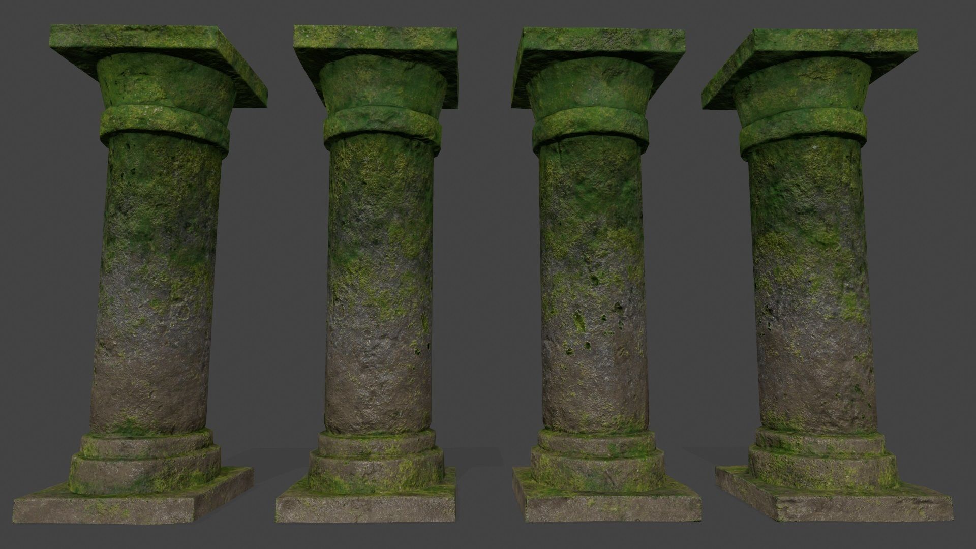 pillar set mossy pillars Low-poly 3D model_3