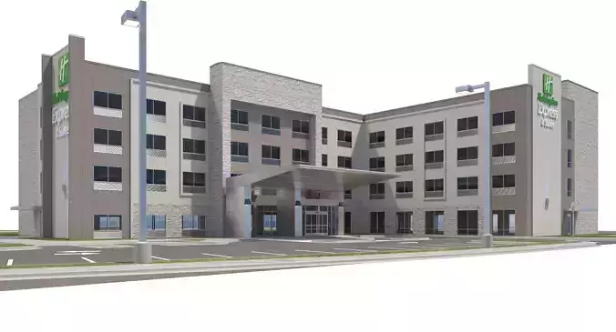 Commercial Building-020 Holiday Inn With Site 3D model