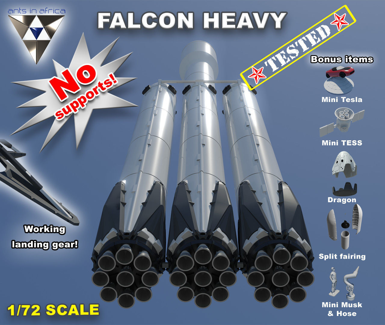 Falcon Heavy and Falcon 9 3D print model_0