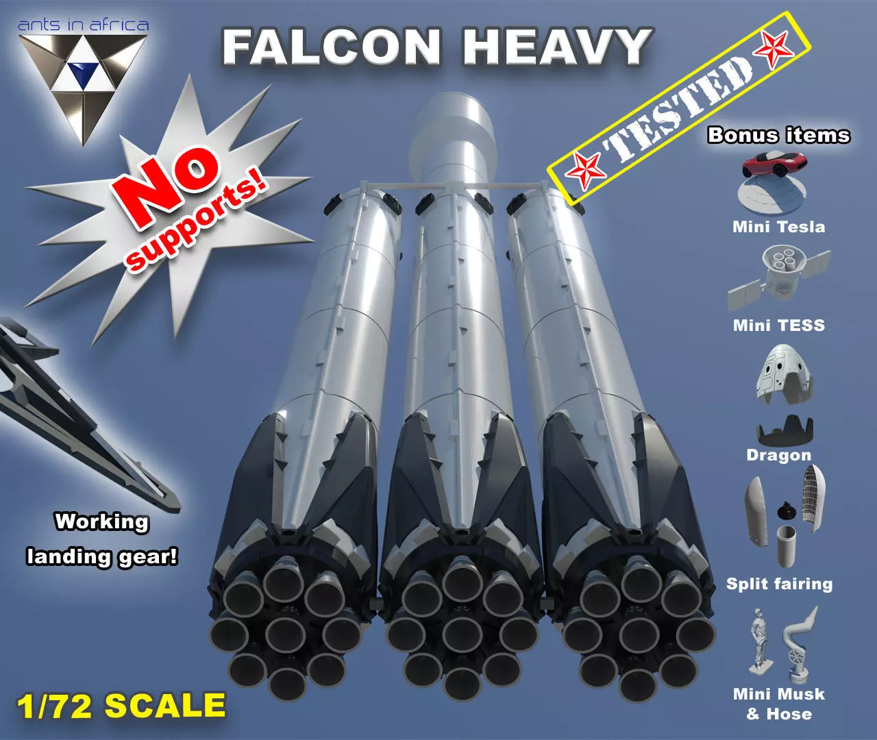 Falcon Heavy and Falcon 9 3D print model