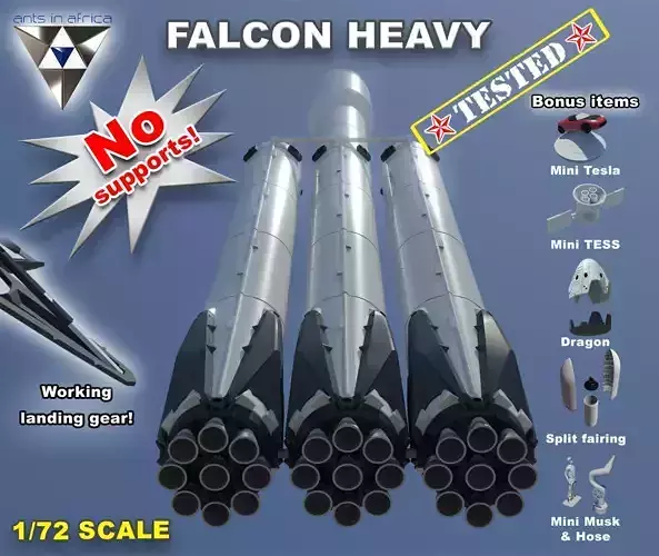 Falcon Heavy and Falcon 9 3D print model