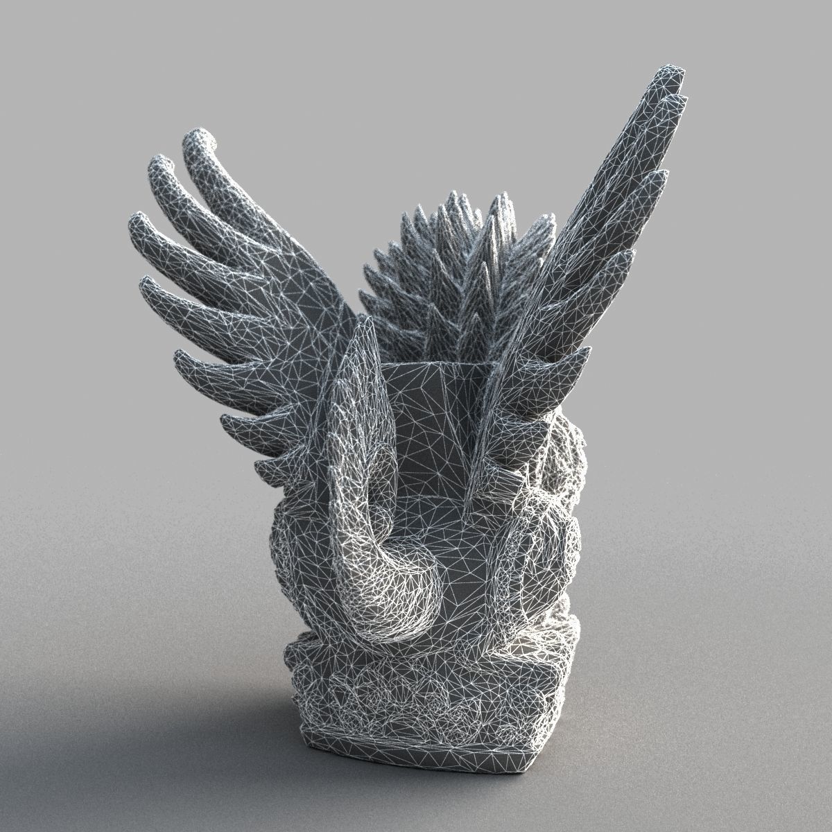 Bali-Statue-020 dragon head with wings Low-poly 3D model_14
