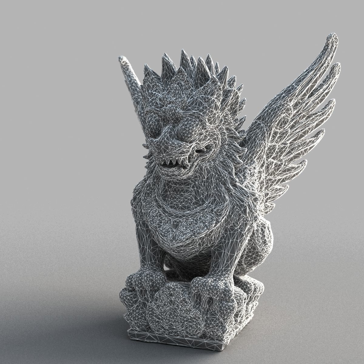 Bali-Statue-020 dragon head with wings Low-poly 3D model_17