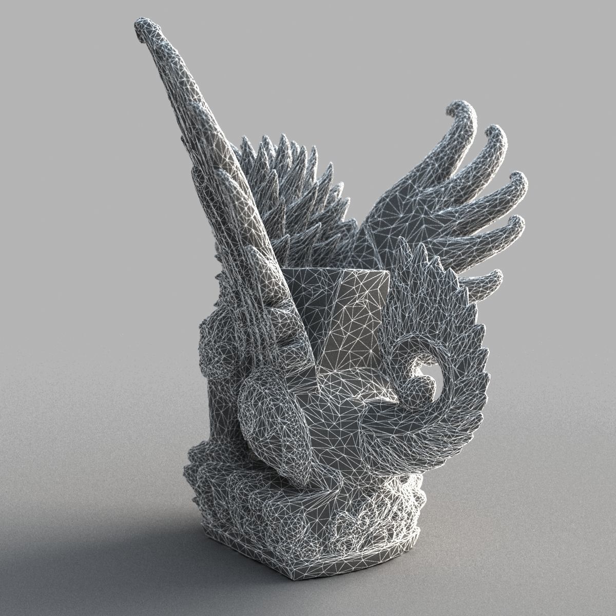 Bali-Statue-020 dragon head with wings Low-poly 3D model_15