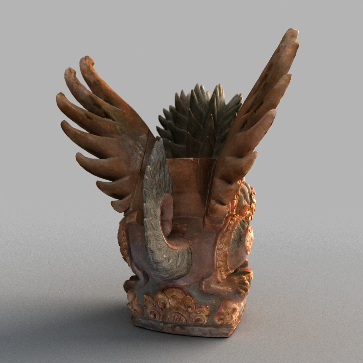 Bali-Statue-020 dragon head with wings Low-poly 3D model_2