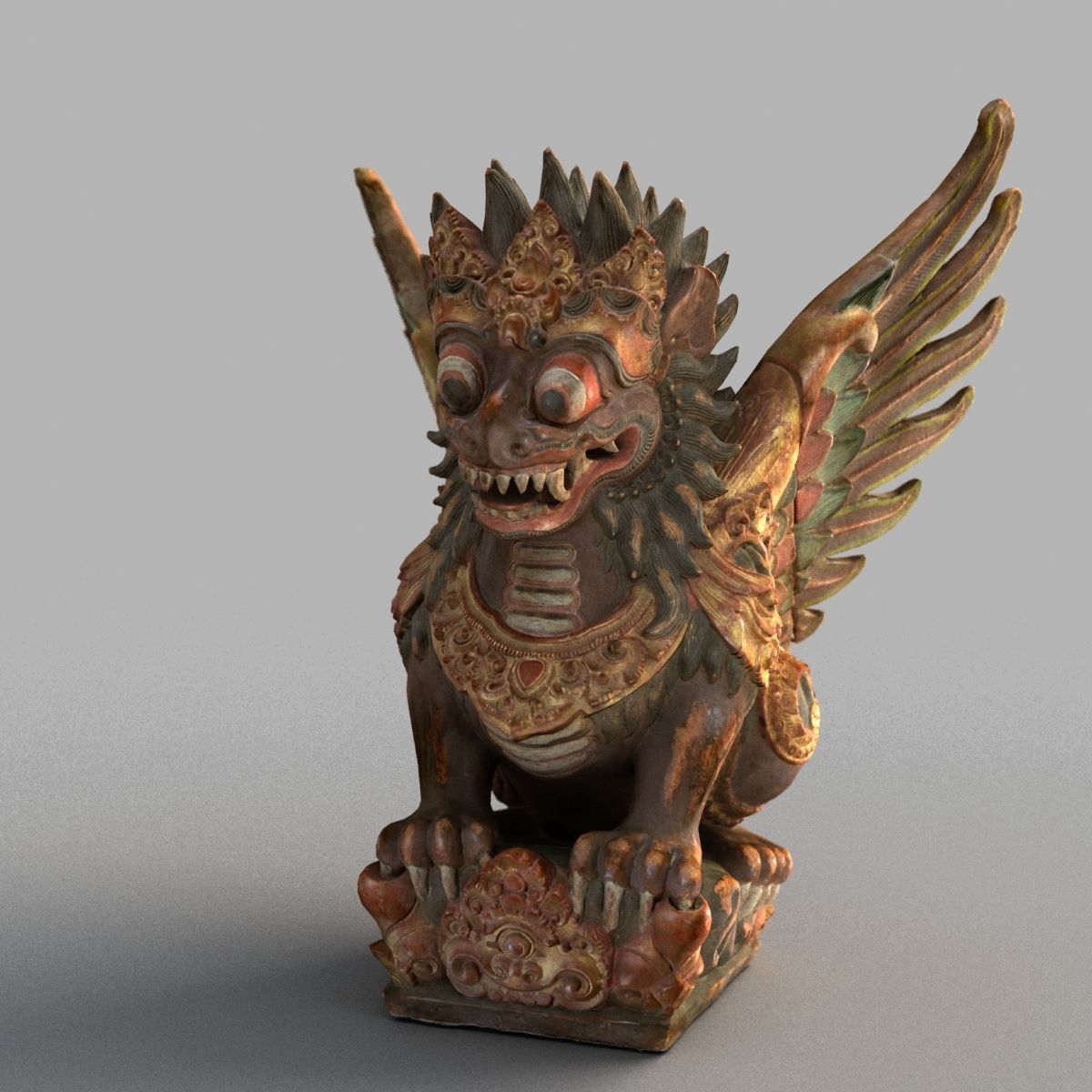 Bali-Statue-020 dragon head with wings Low-poly 3D model_5