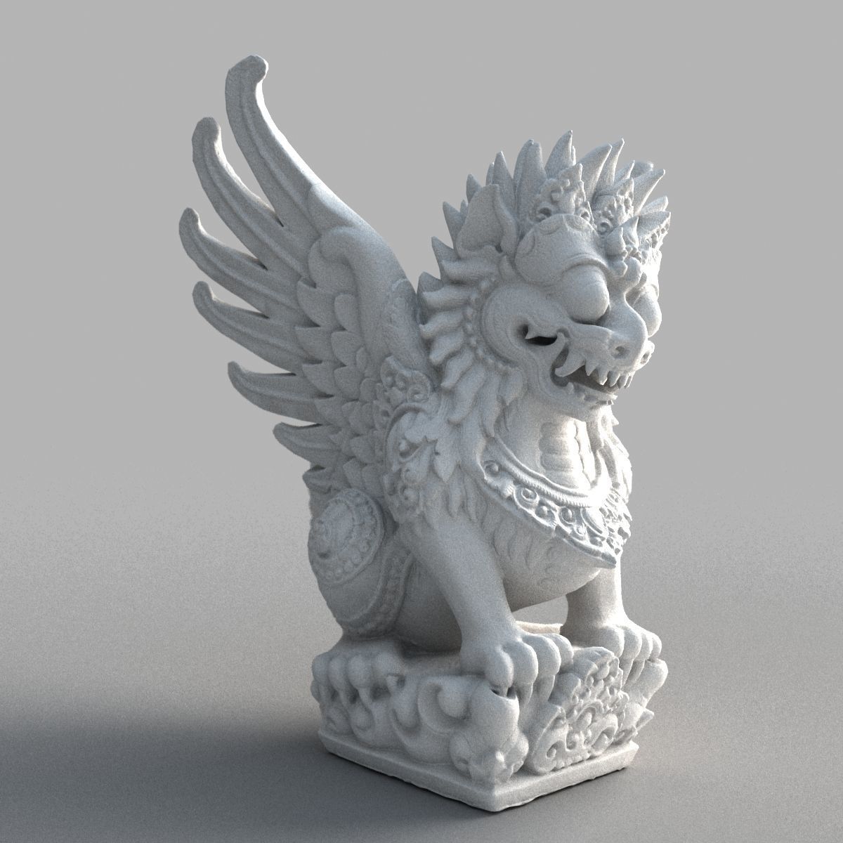 Bali-Statue-020 dragon head with wings Low-poly 3D model_6