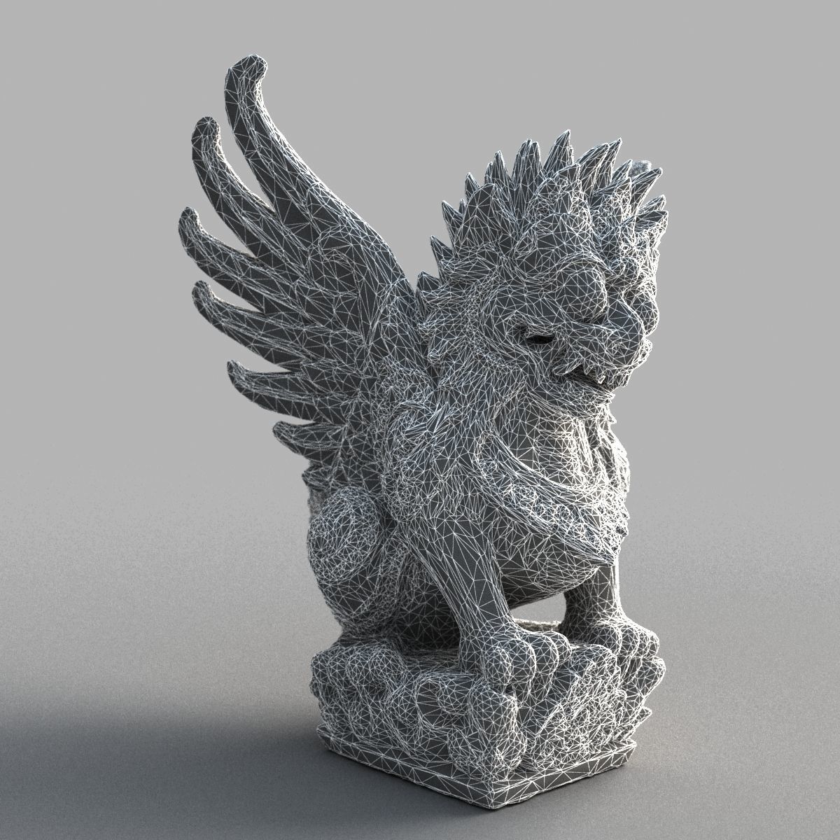 Bali-Statue-020 dragon head with wings Low-poly 3D model_12
