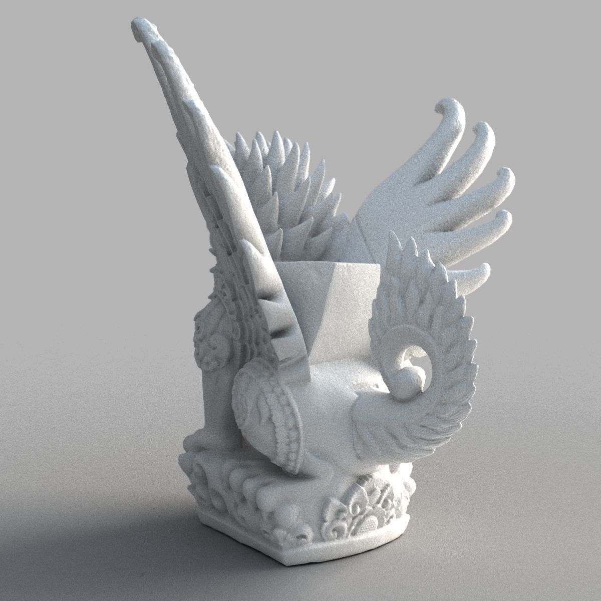Bali-Statue-020 dragon head with wings Low-poly 3D model_9