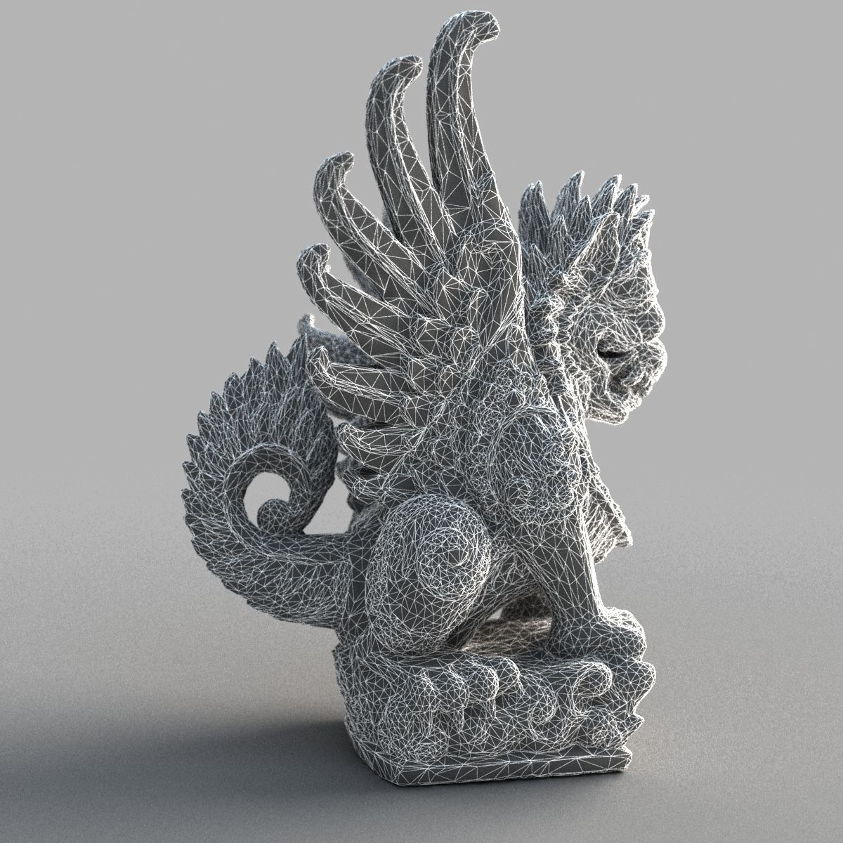 Bali-Statue-020 dragon head with wings Low-poly 3D model_13