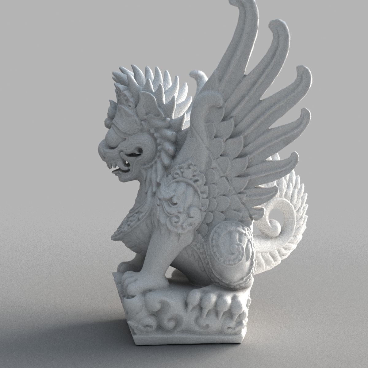 Bali-Statue-020 dragon head with wings Low-poly 3D model_10