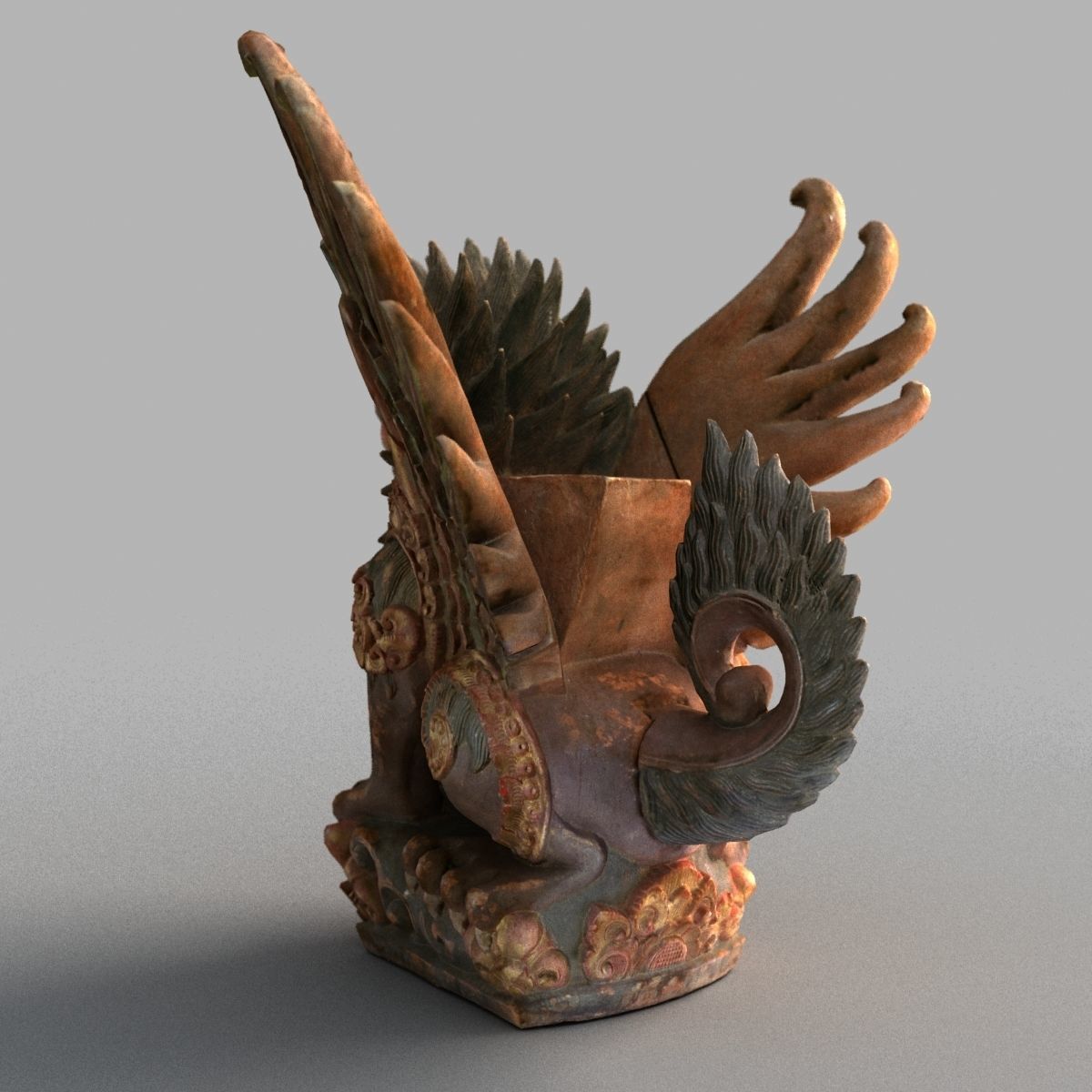 Bali-Statue-020 dragon head with wings Low-poly 3D model_3