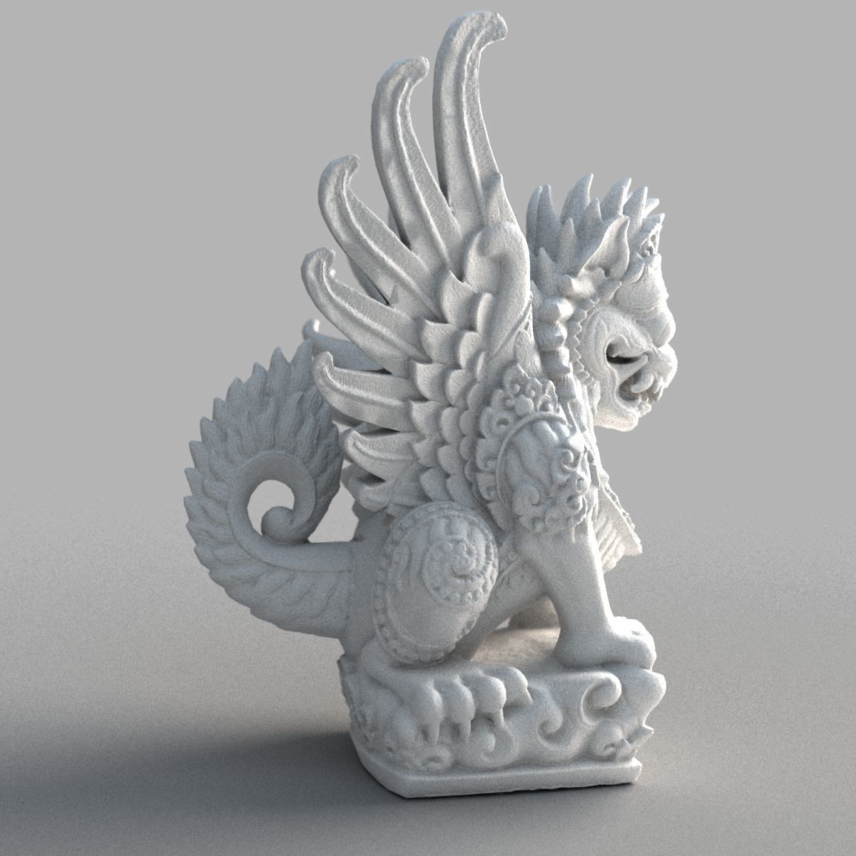 Bali-Statue-020 dragon head with wings Low-poly 3D model_7