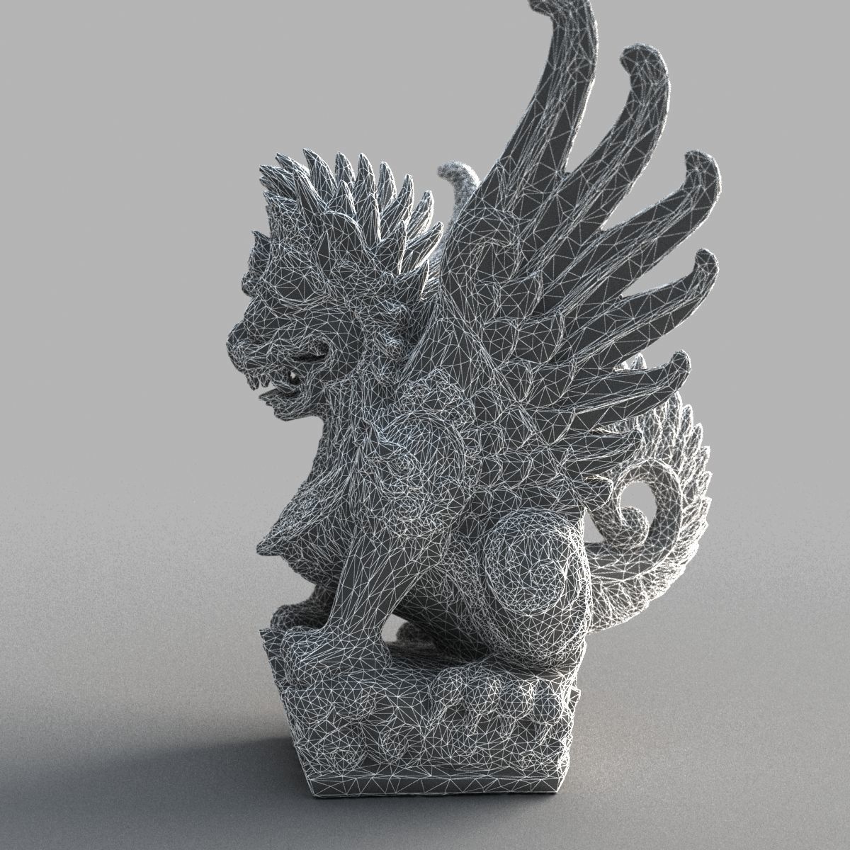 Bali-Statue-020 dragon head with wings Low-poly 3D model_16