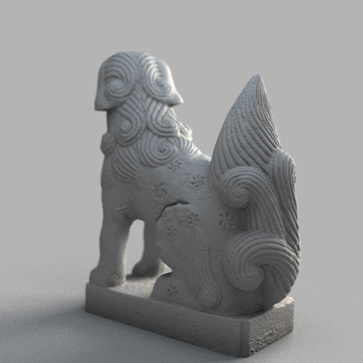Lion-statue-005F chinese lion statue Low-poly 3D model_9