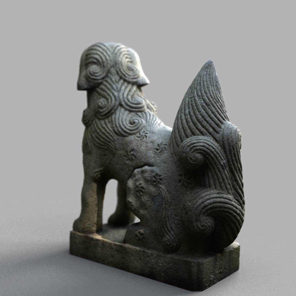 Lion-statue-005F chinese lion statue Low-poly 3D model_3