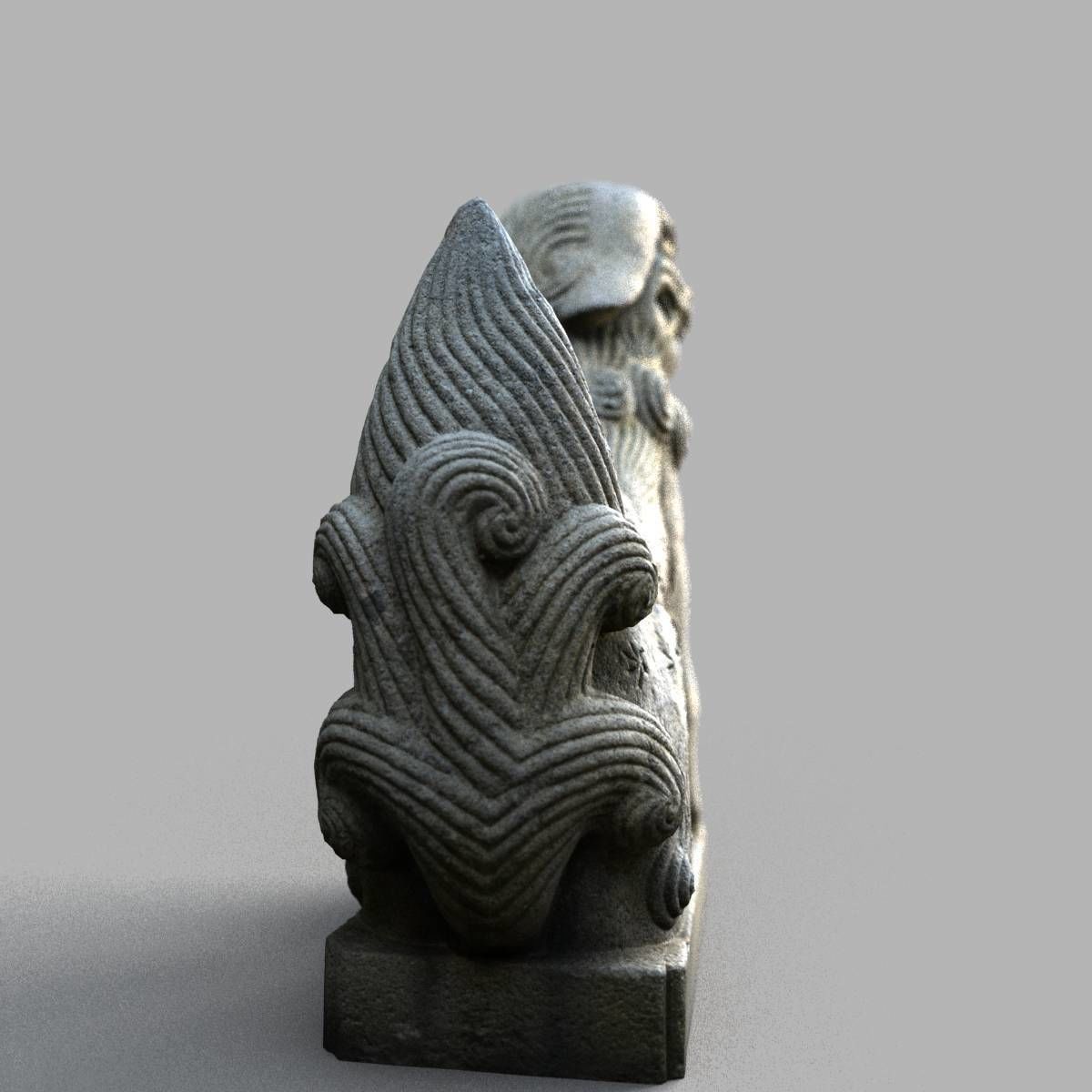 Lion-statue-005F chinese lion statue Low-poly 3D model_2