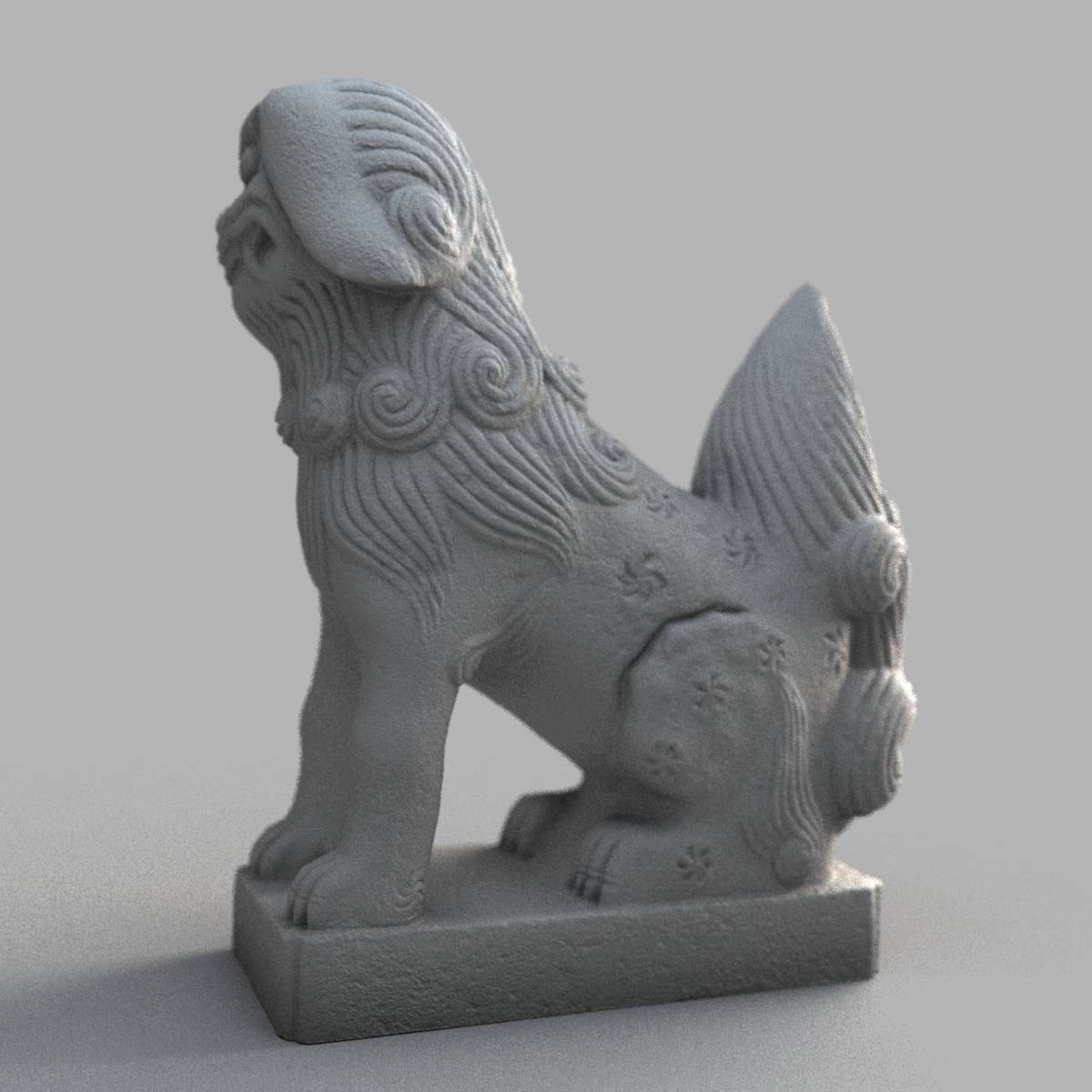 Lion-statue-005F chinese lion statue Low-poly 3D model_10