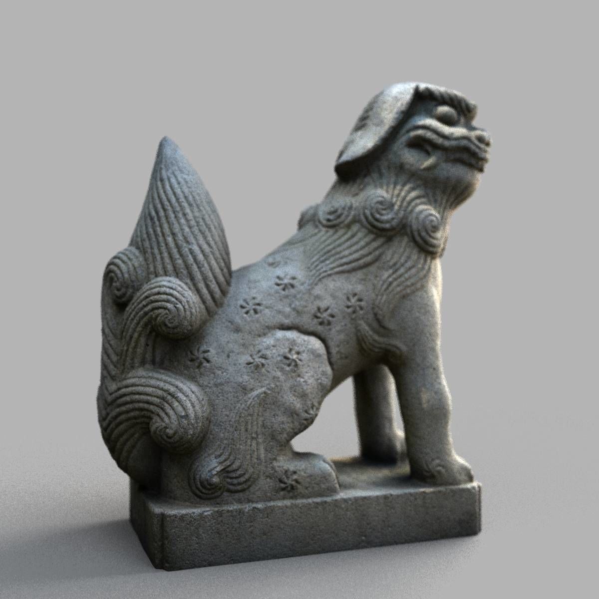 Lion-statue-005F chinese lion statue Low-poly 3D model_1