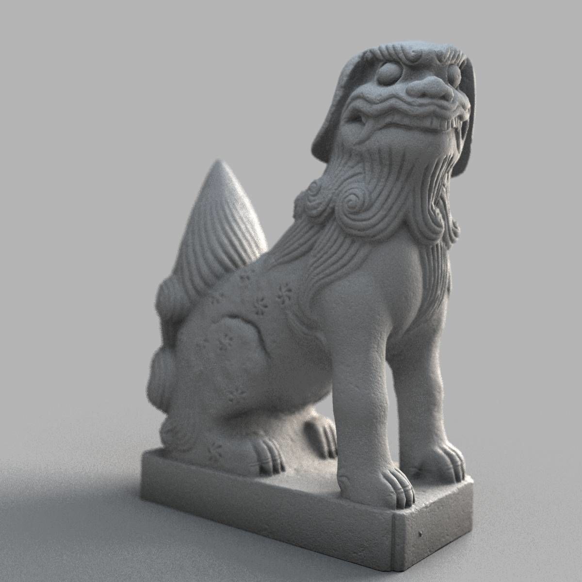 Lion-statue-005F chinese lion statue Low-poly 3D model_6