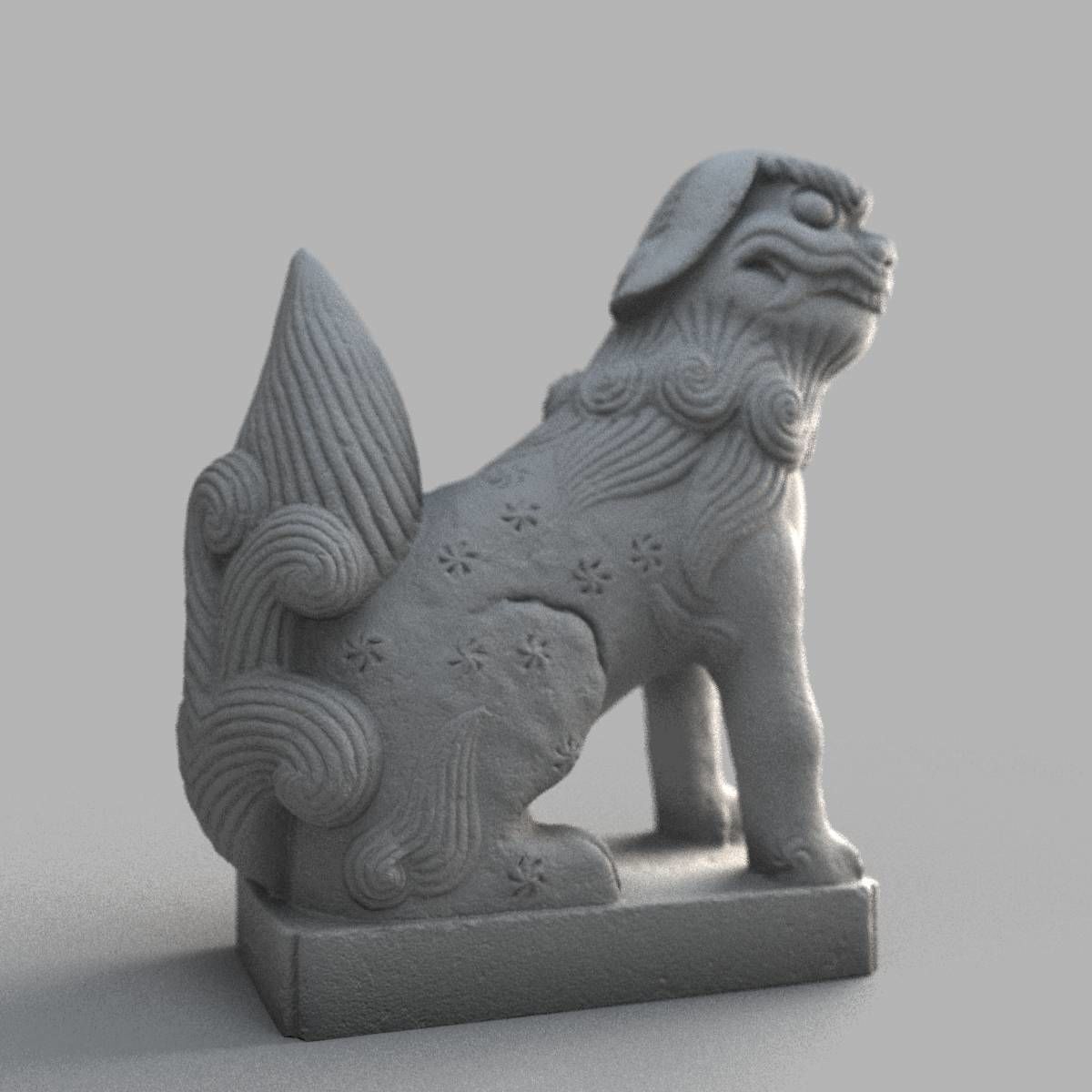 Lion-statue-005F chinese lion statue Low-poly 3D model_7
