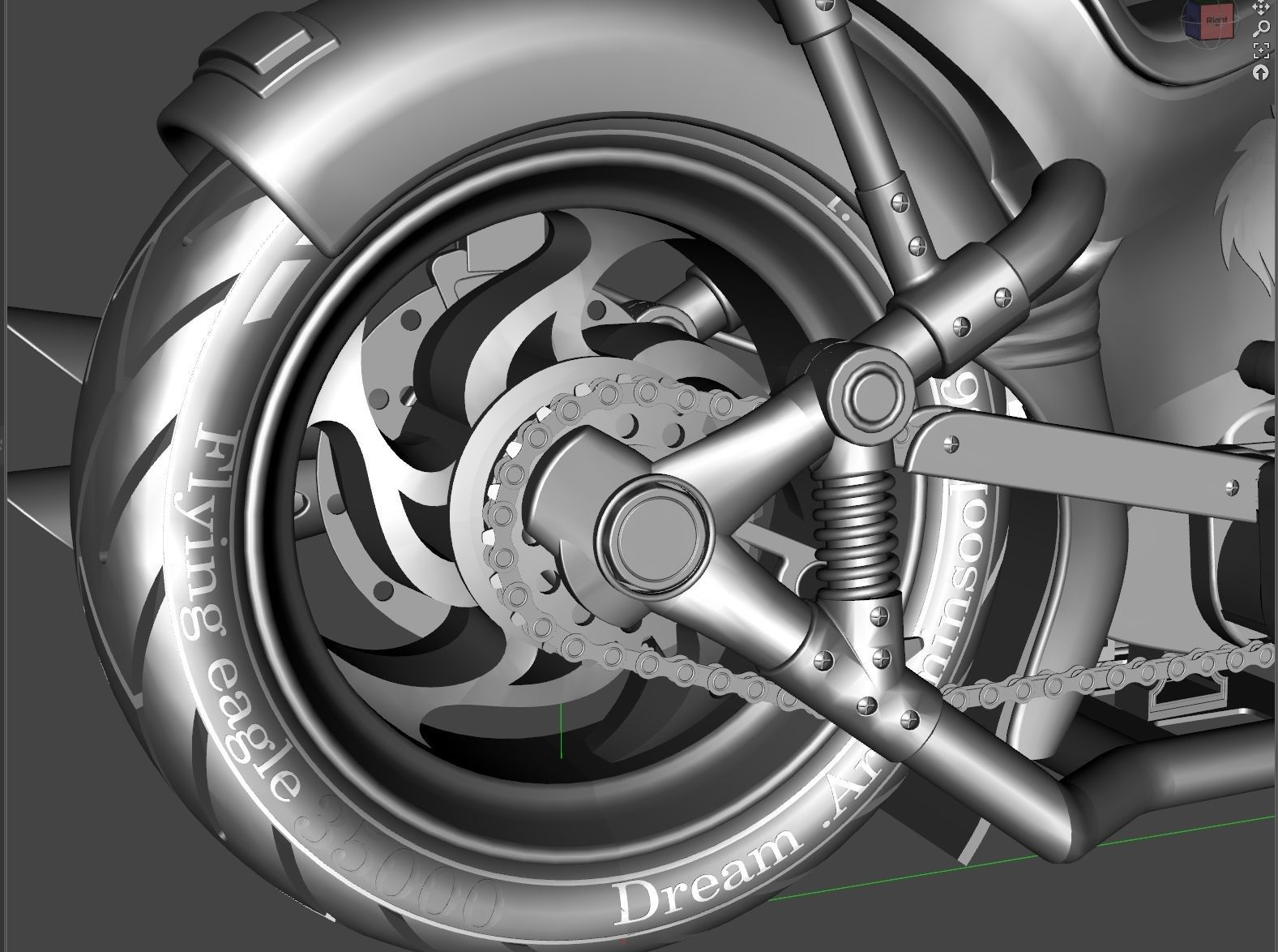 Chopper motorcycle 3D model_21