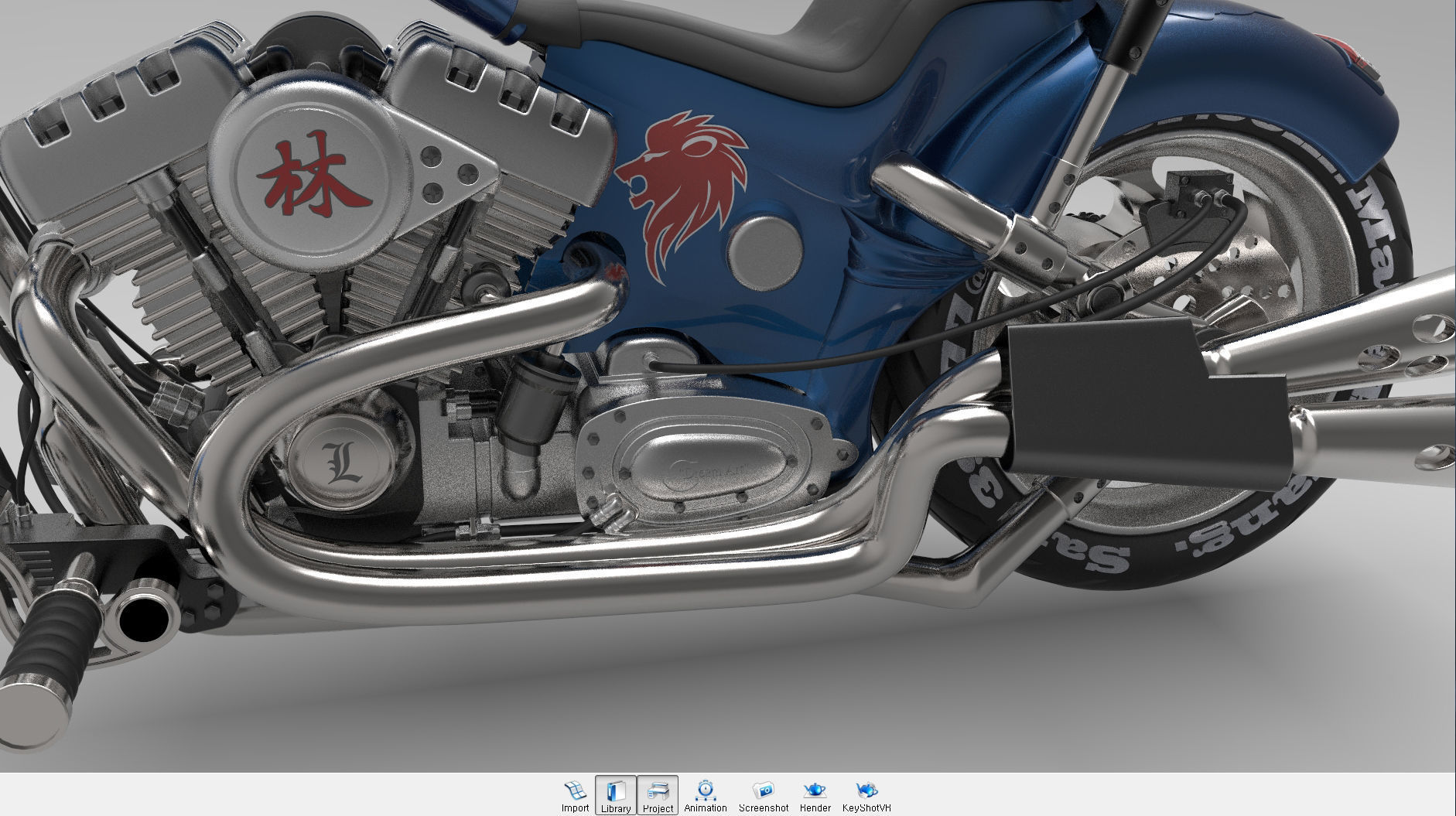 Chopper motorcycle 3D model_31
