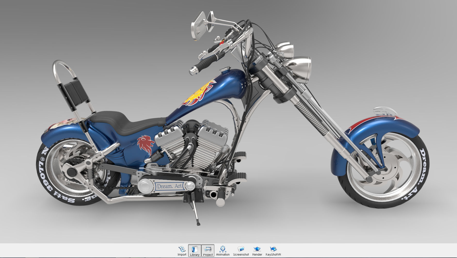 Chopper motorcycle 3D model_10