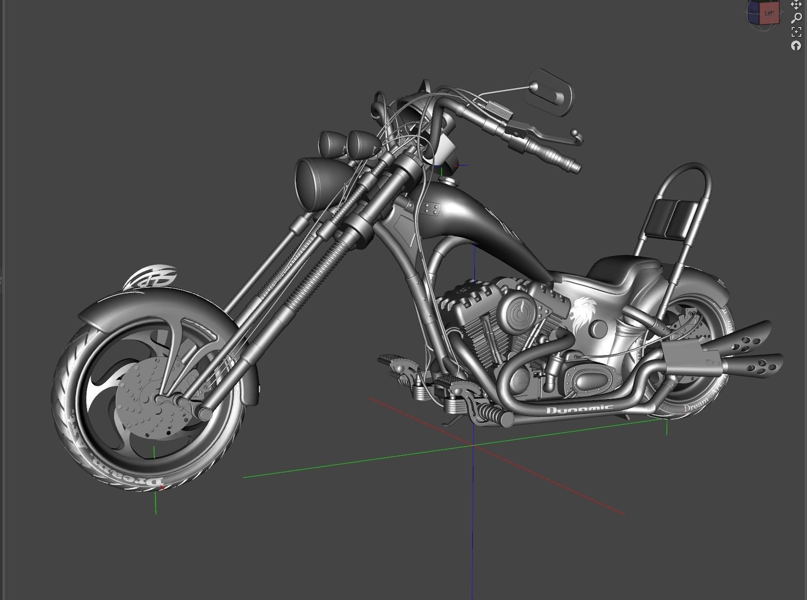 Chopper motorcycle 3D model_16