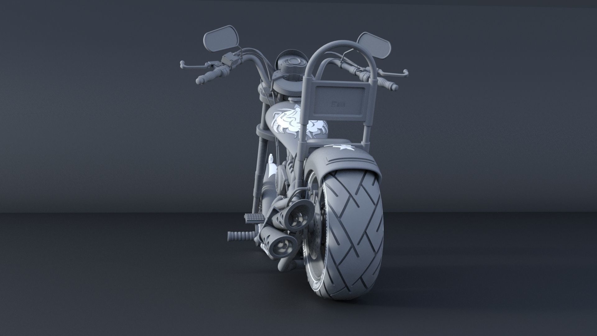 Chopper motorcycle 3D model_19