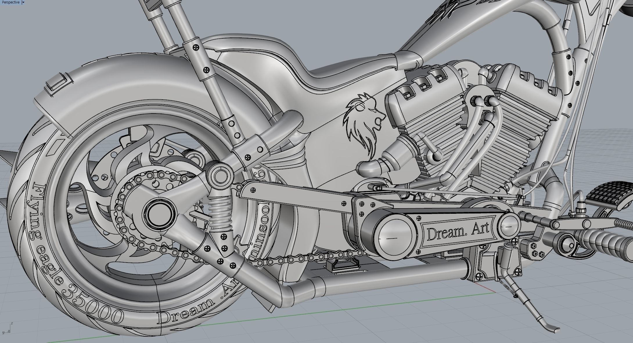 Chopper motorcycle 3D model_4