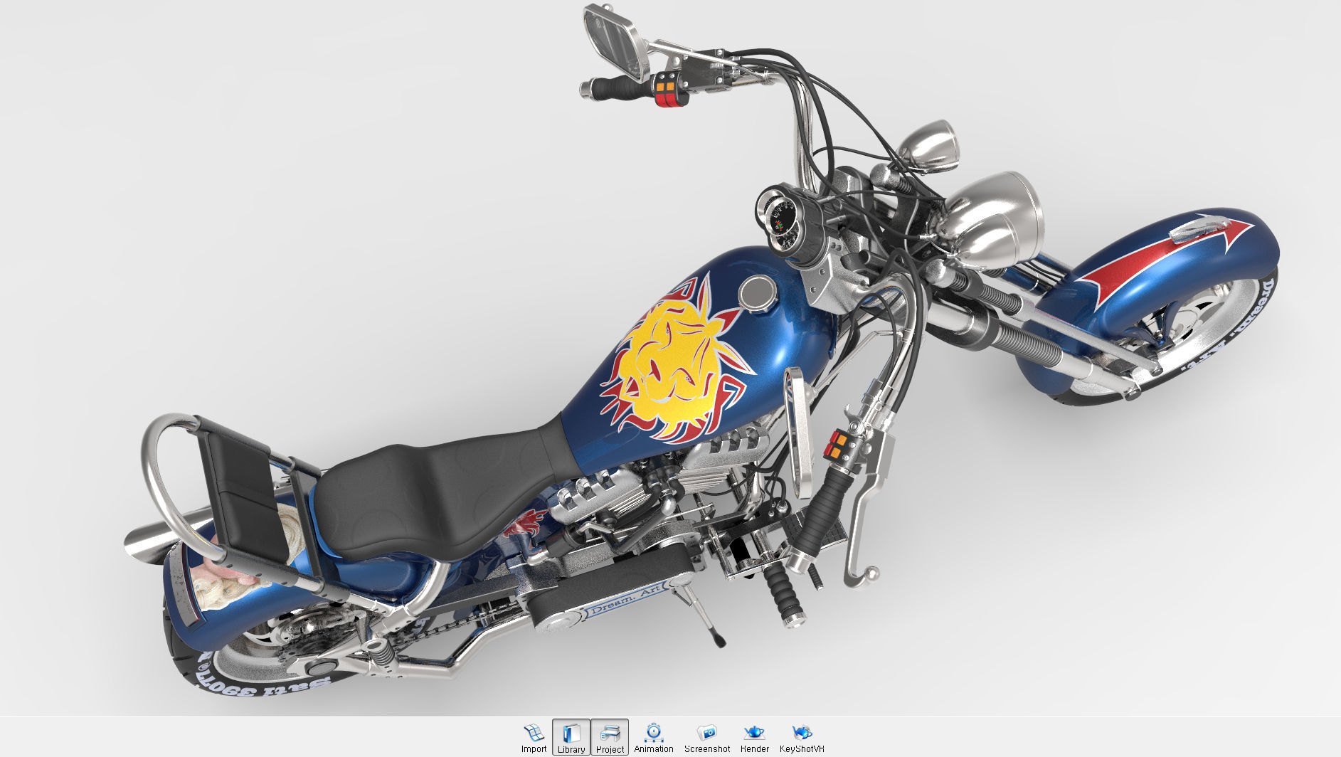 Chopper motorcycle 3D model_8