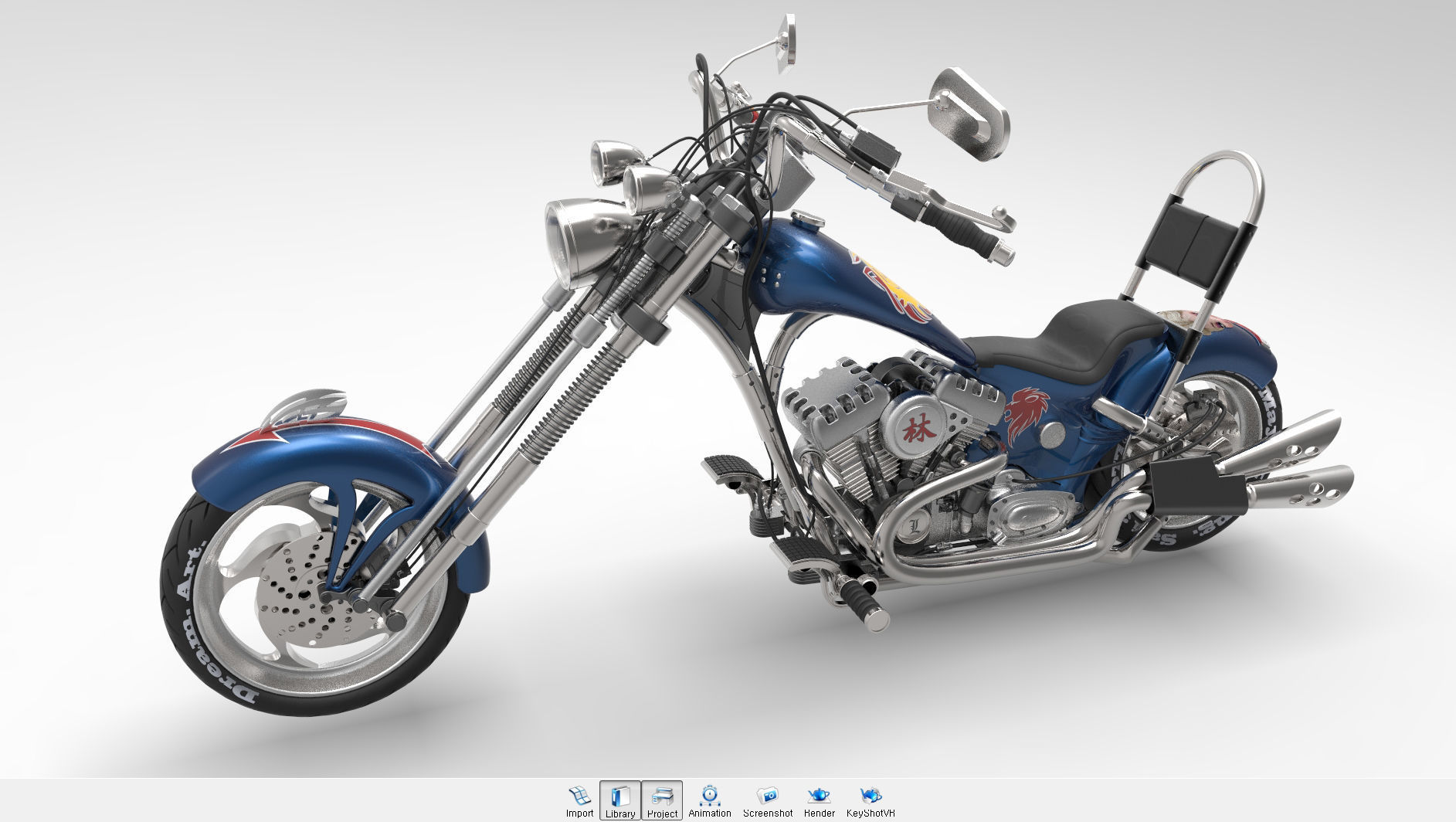 Chopper motorcycle 3D model_11