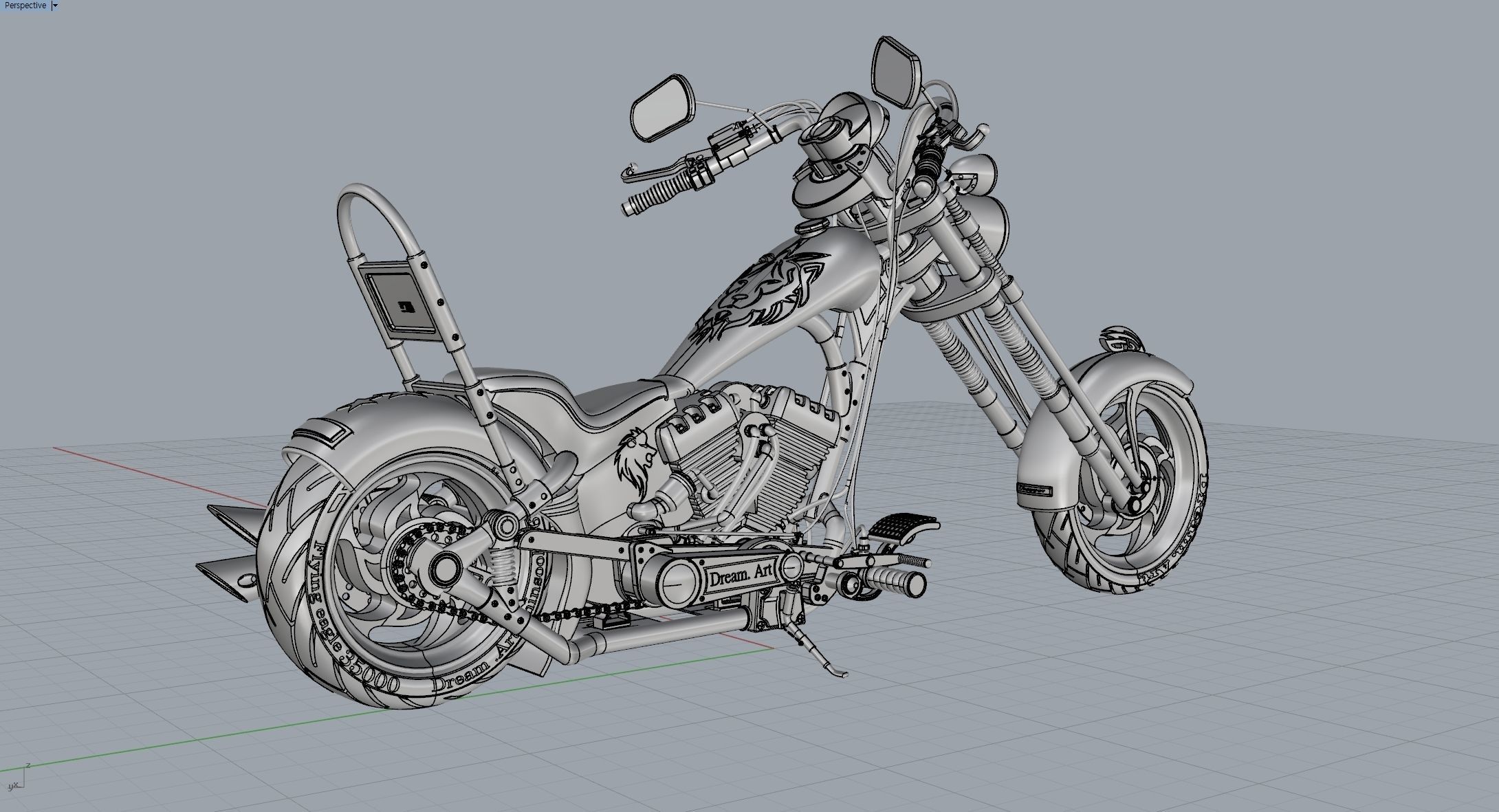 Chopper motorcycle 3D model_7