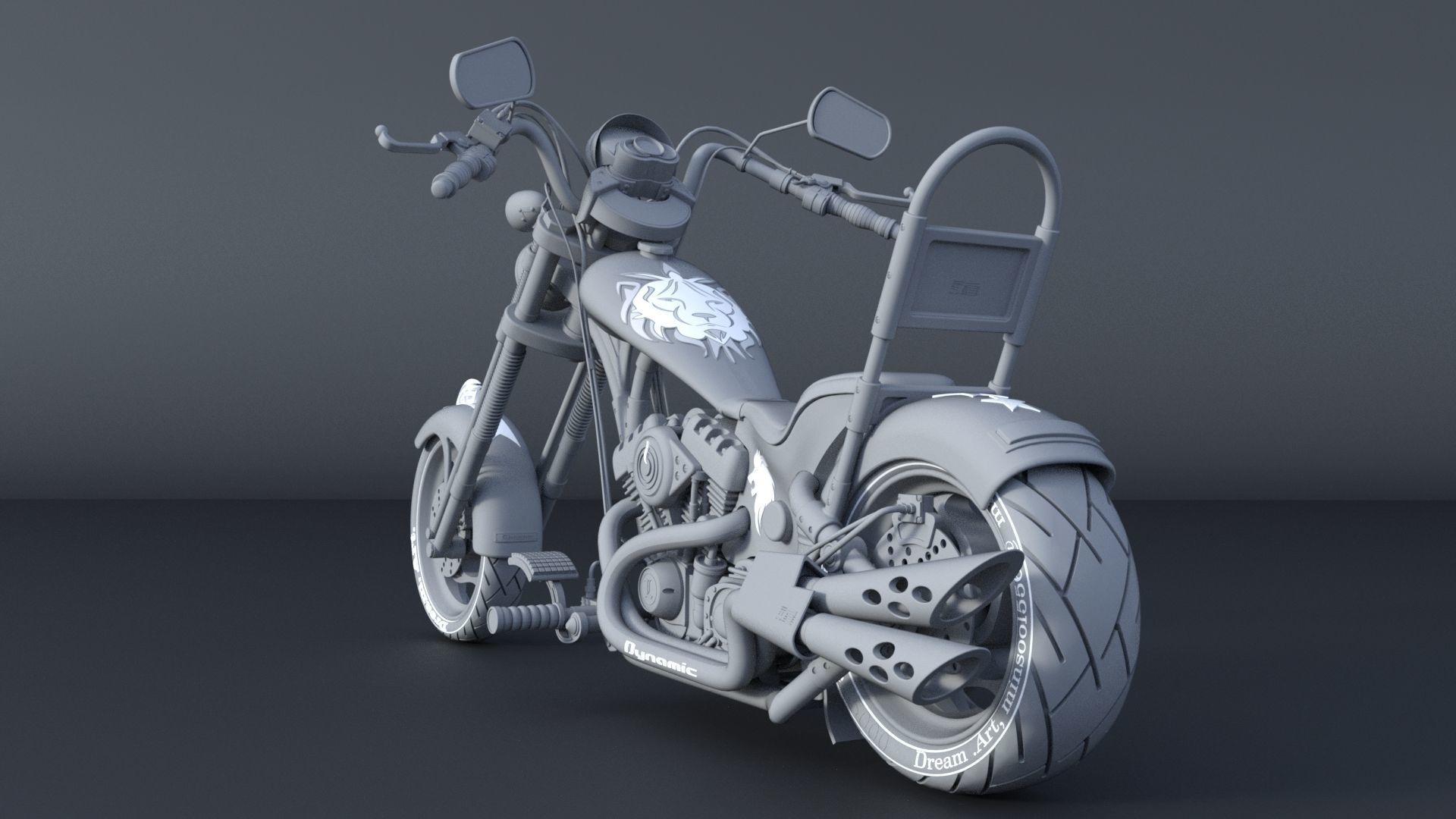Chopper motorcycle 3D model_18