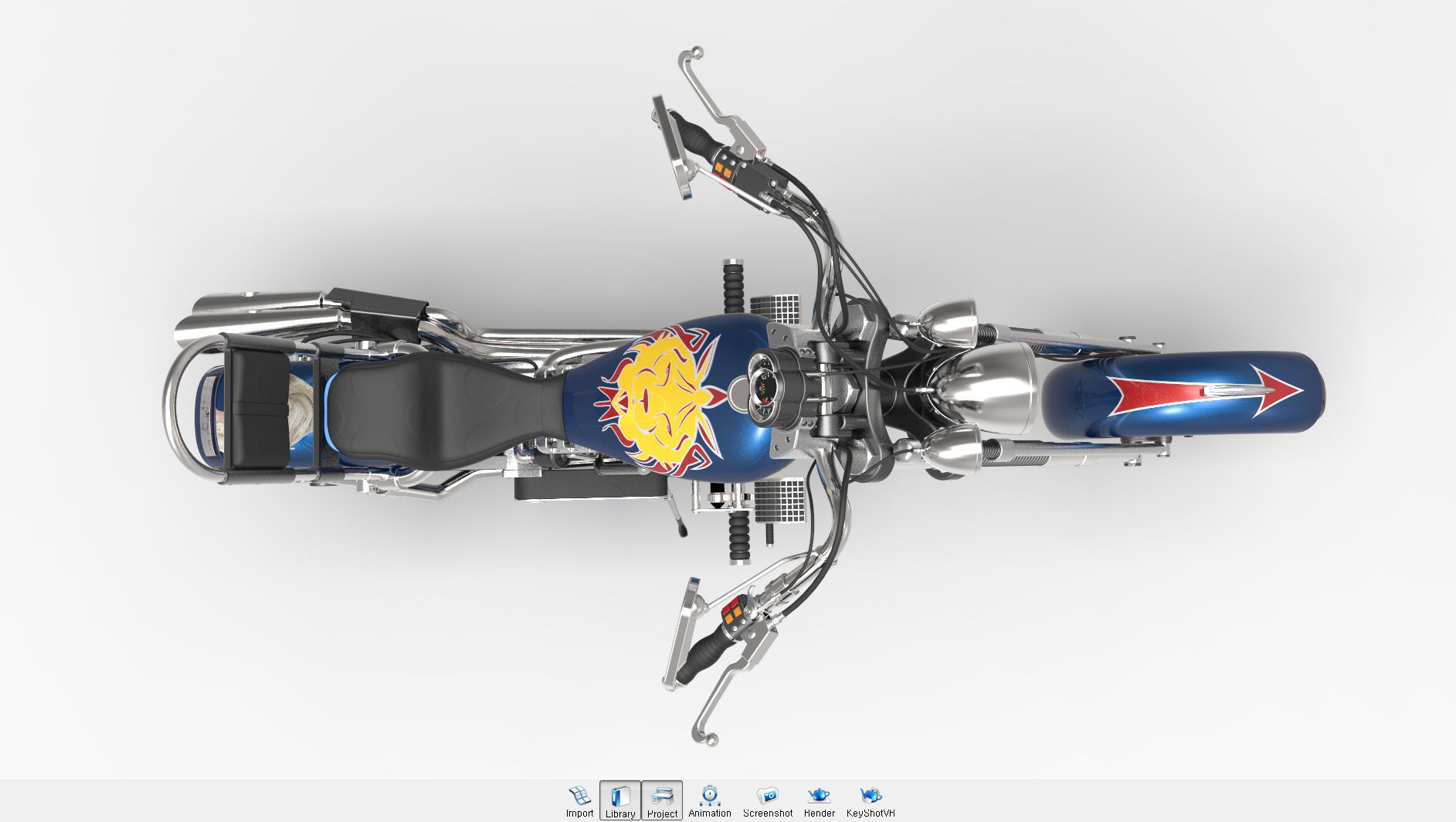 Chopper motorcycle 3D model_14